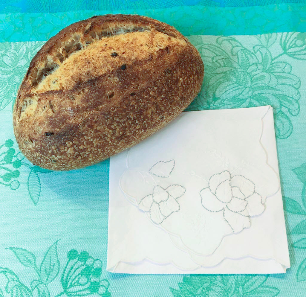 Hot Roll Cover / Bread Wrap - White Flowers