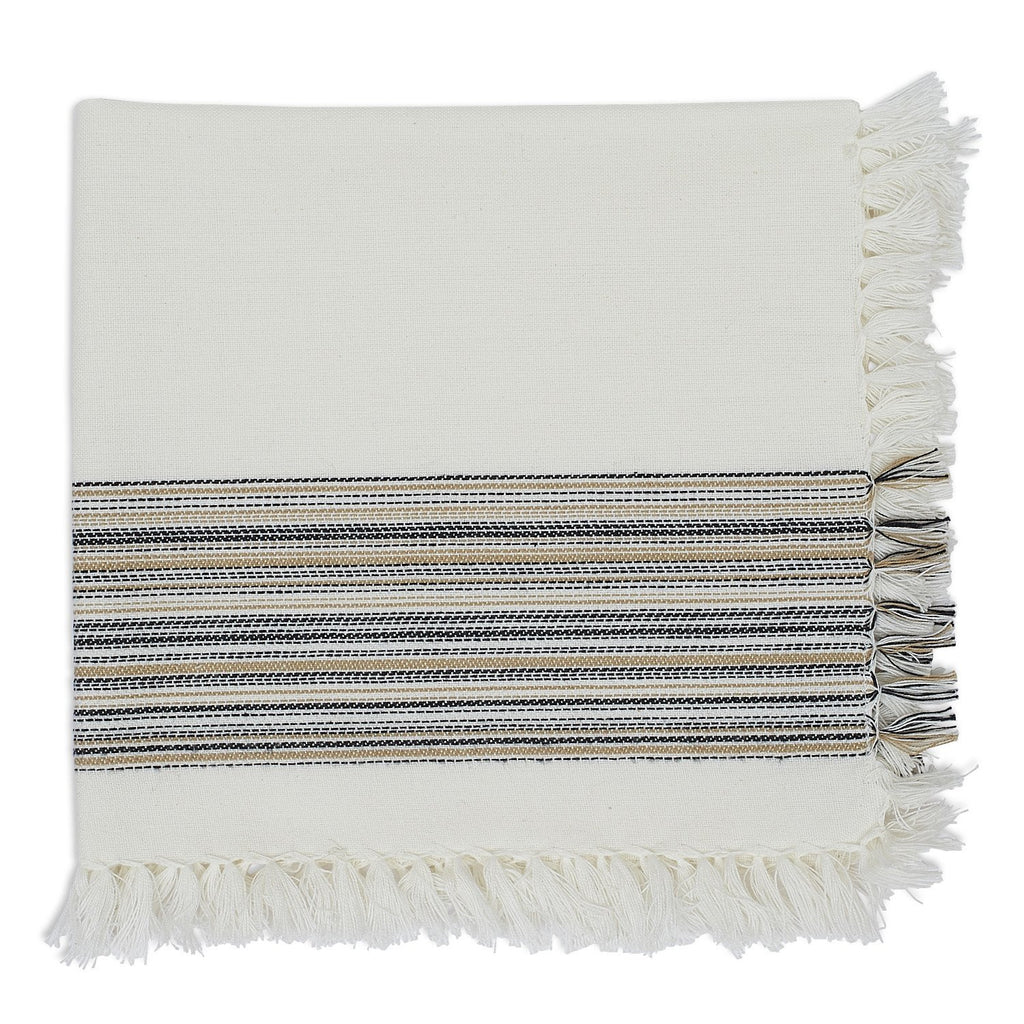 Cotton Napkins - Black Stripe Fringe Napkin
