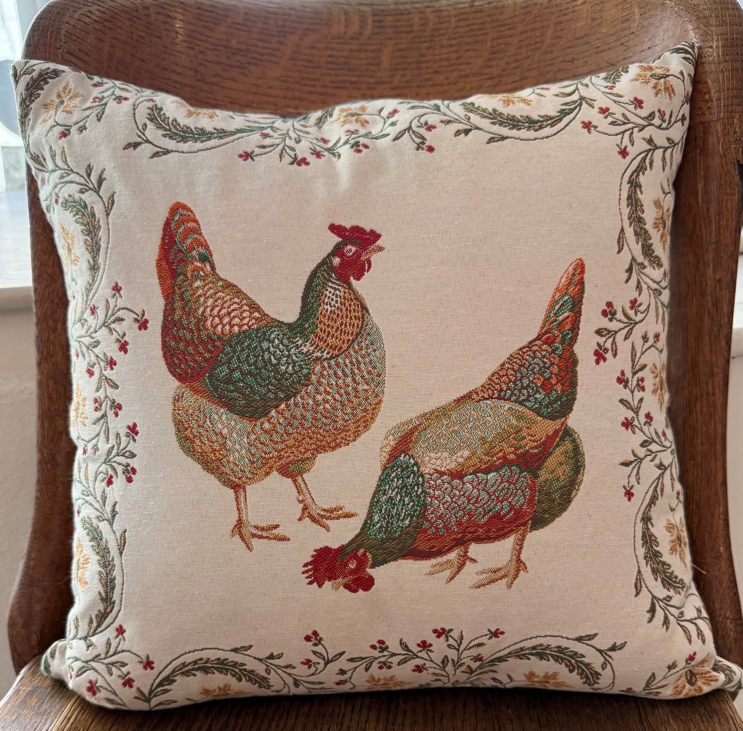 Embroidered Jacquard Throw Cushion "Chanteclerc"