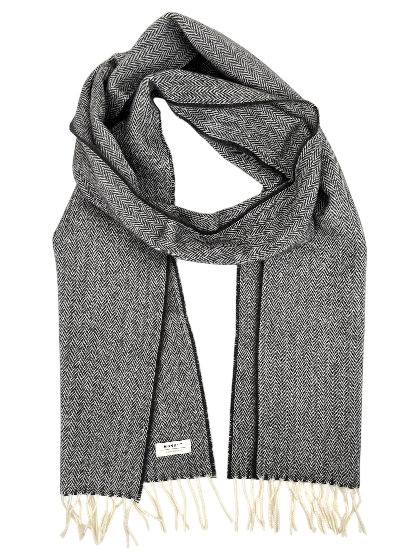 McNutt Lambswool Scarf - Charcoal Herringbone