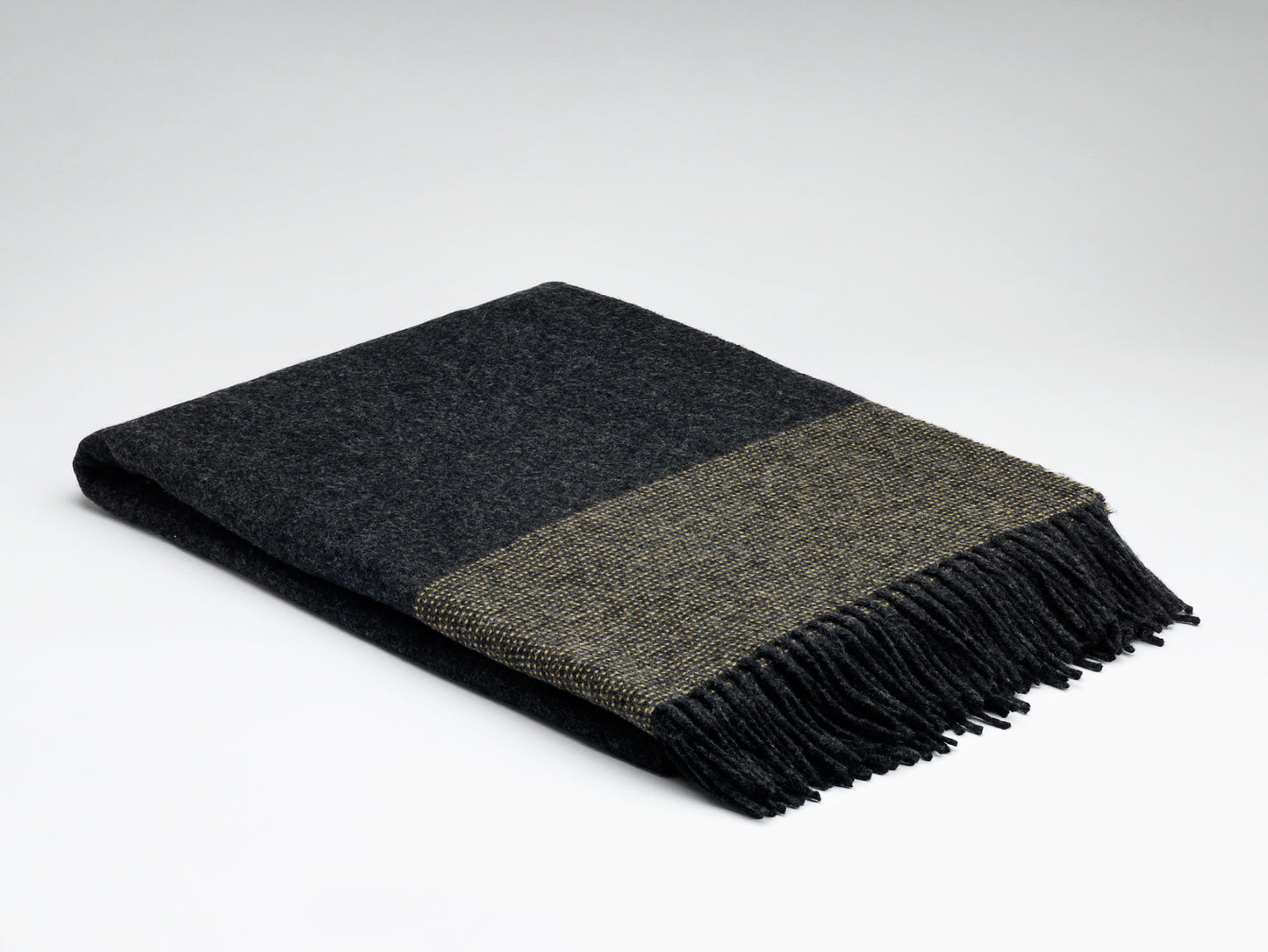 McNutt Cashmere/Merino Wool Throw "Charcoal & Sunshine"