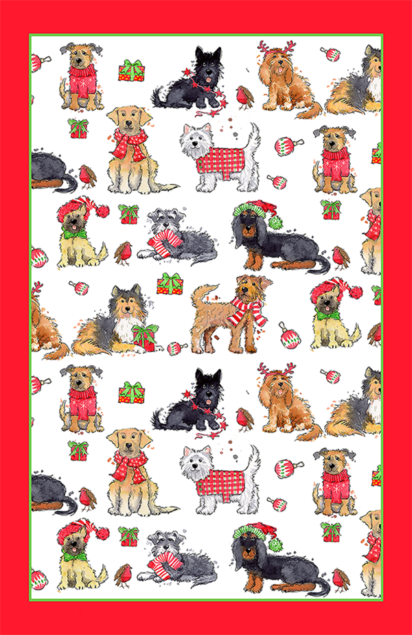 Tea Towel "Christmas Dogs"