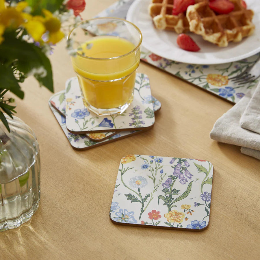 Cork-Backed Coasters "Cottage Garden"