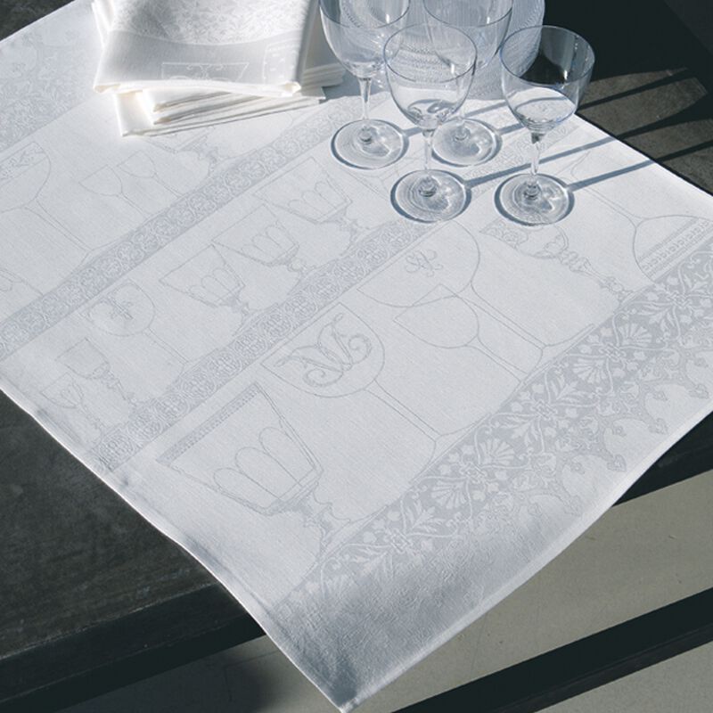 Le Jacquard Français Linen Tea Towel "Cristal" White