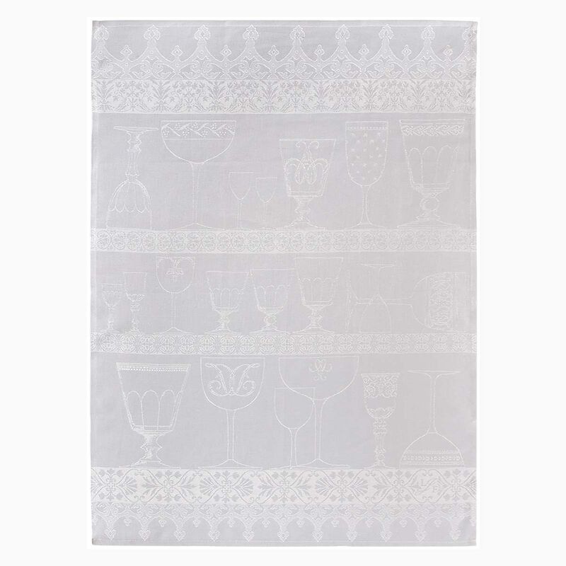 Le Jacquard Français Linen Tea Towel "Cristal" White