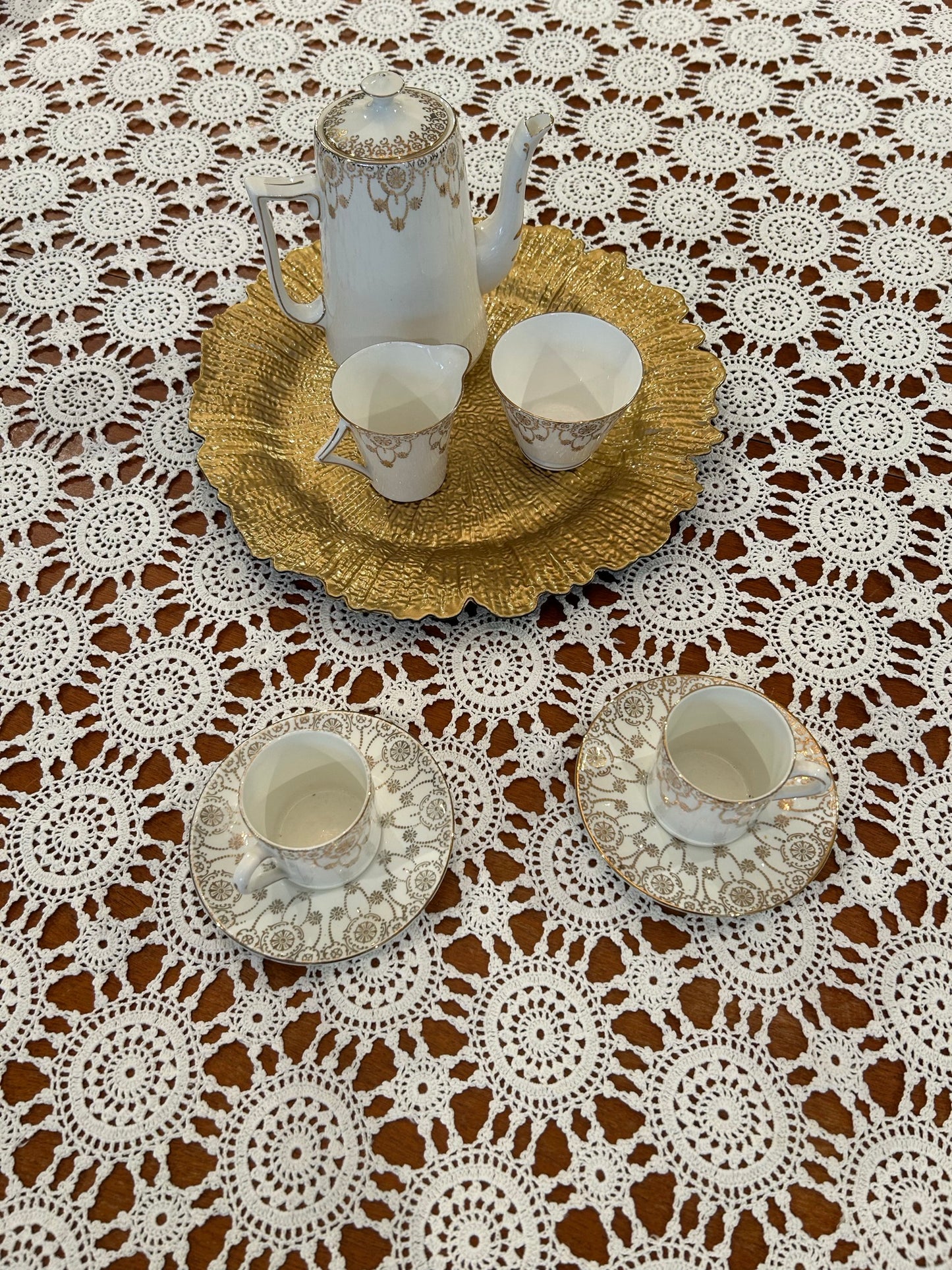 100% Cotton Crochet Tablecloth - White