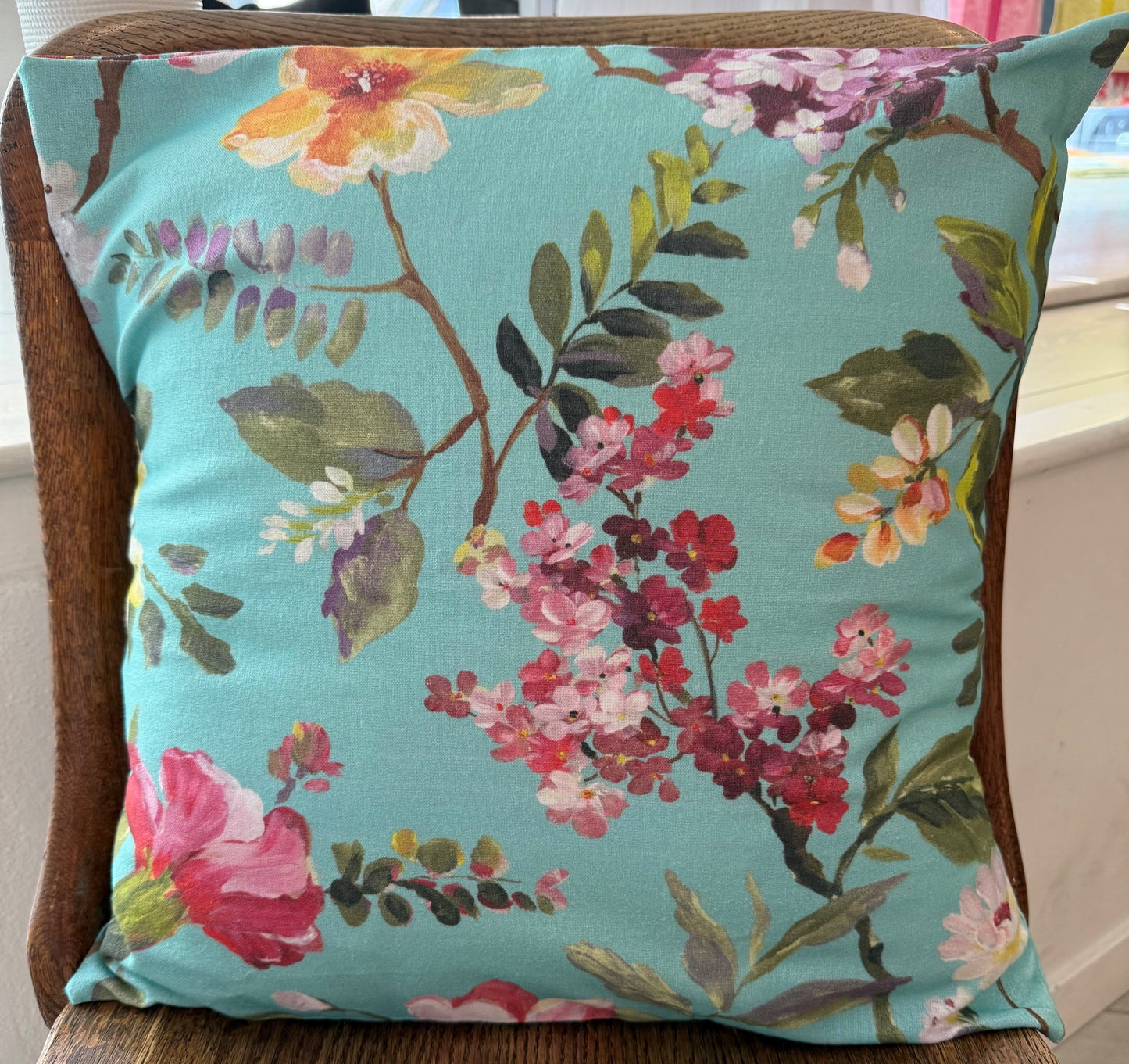 Throw Cushion "Flora" Blue