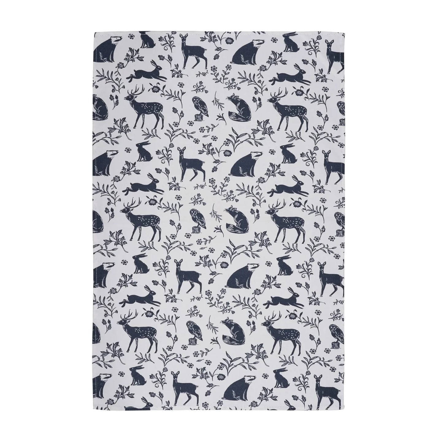 Tea Towel "Forest Friends" - White/Navy