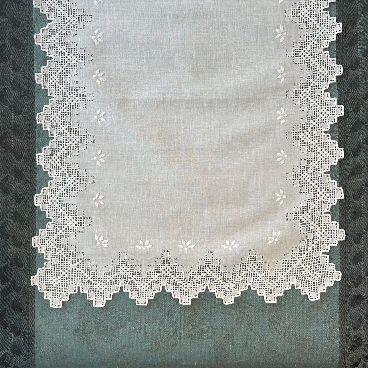 Linen/Cotton Embroidered Runners - "Glacier"