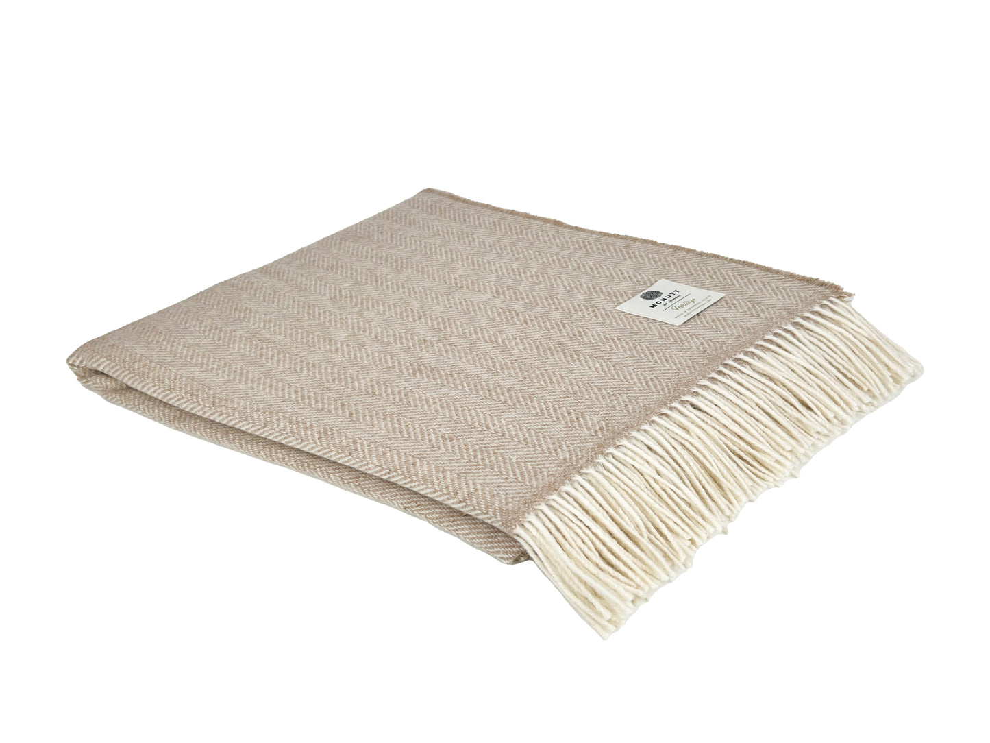 McNutt Merino Wool Throw "Heritage Sandstone Herringbone"
