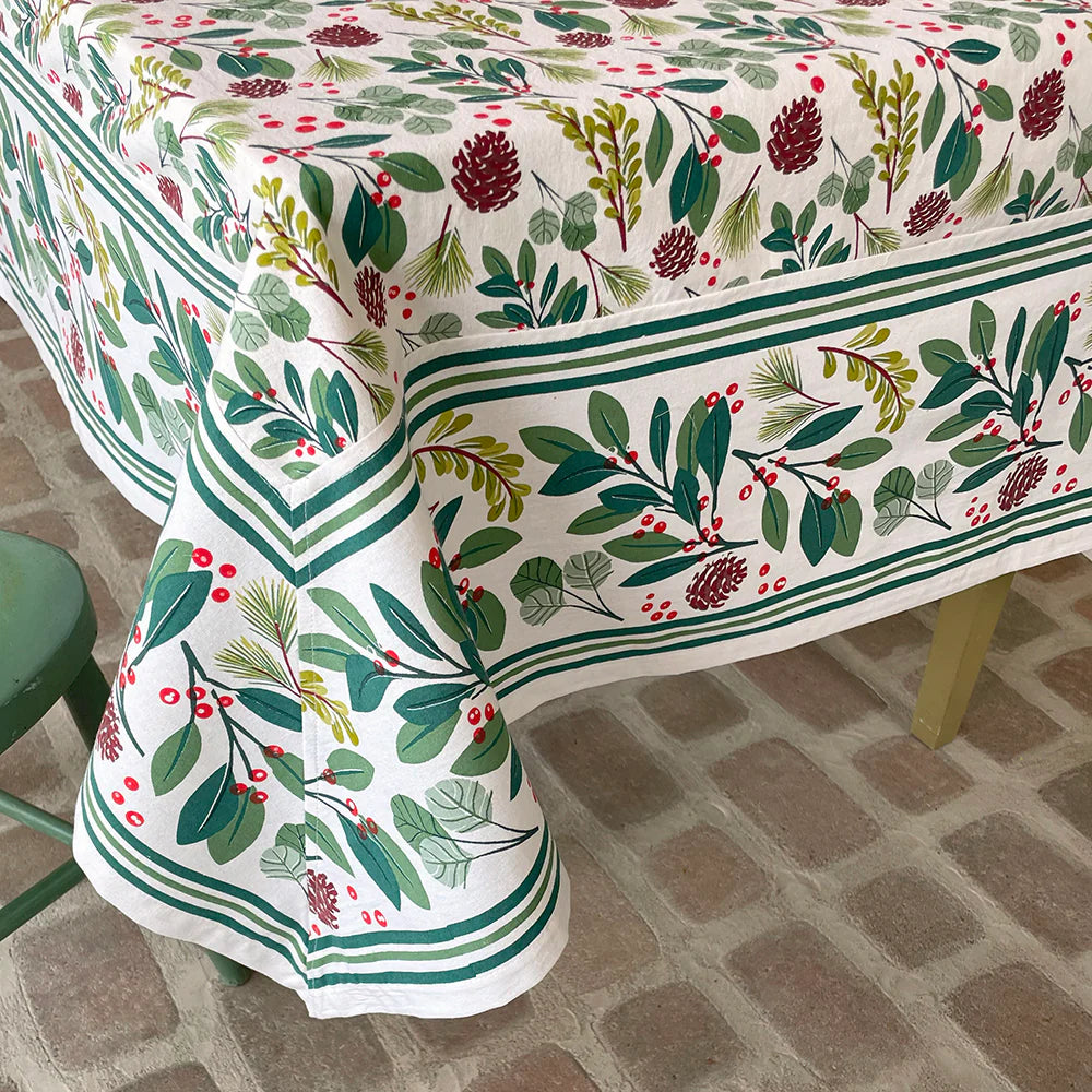 Cotton Tablecloth: "Holiday Greens"