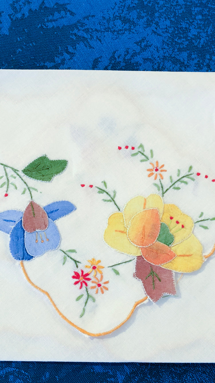 Hot Roll Cover / Bread Wrap - Blue & Yellow Flowers