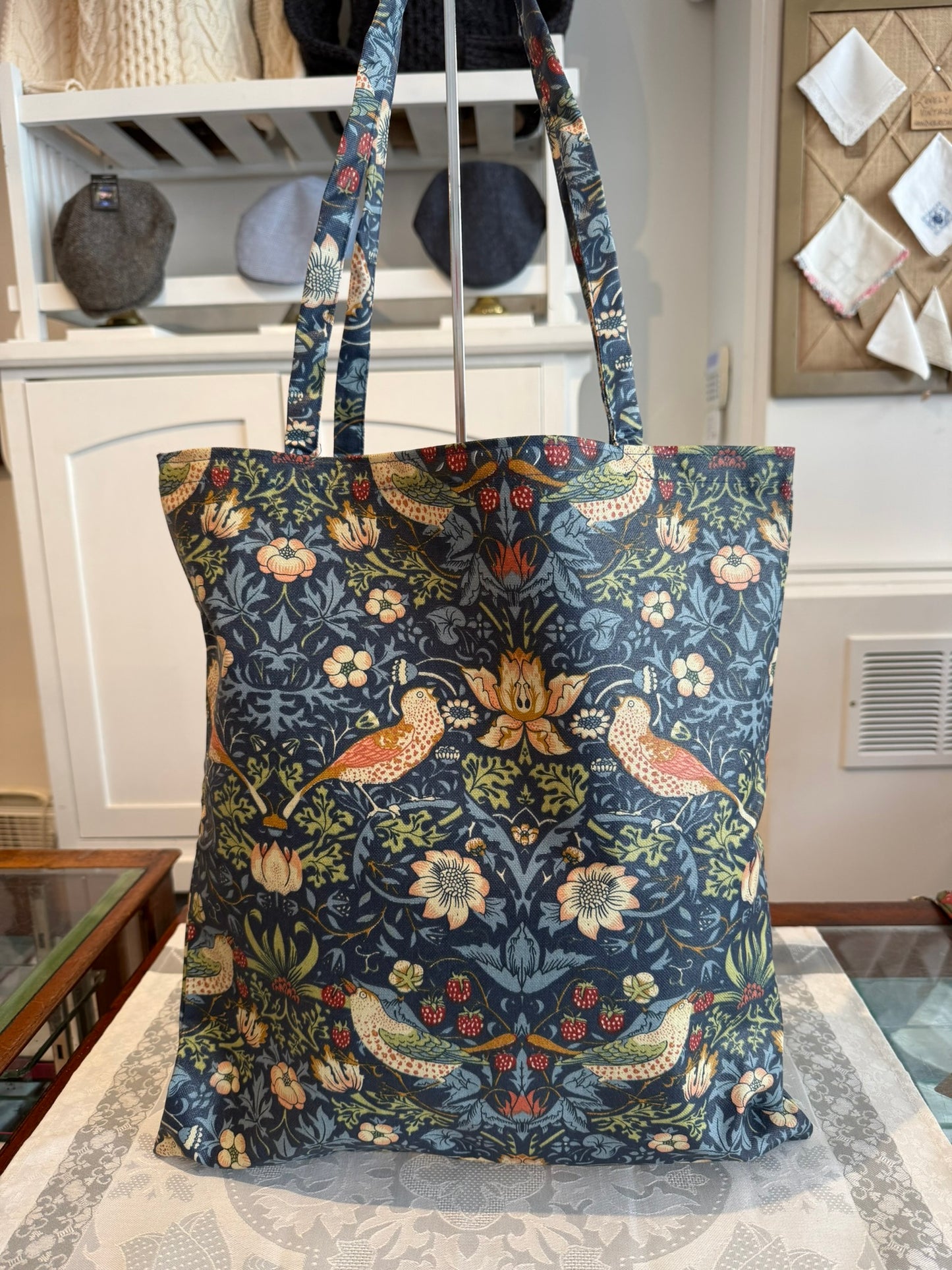 Tote Bag (Coated Cotton) William Morris "Strawberry Thief" Indigo