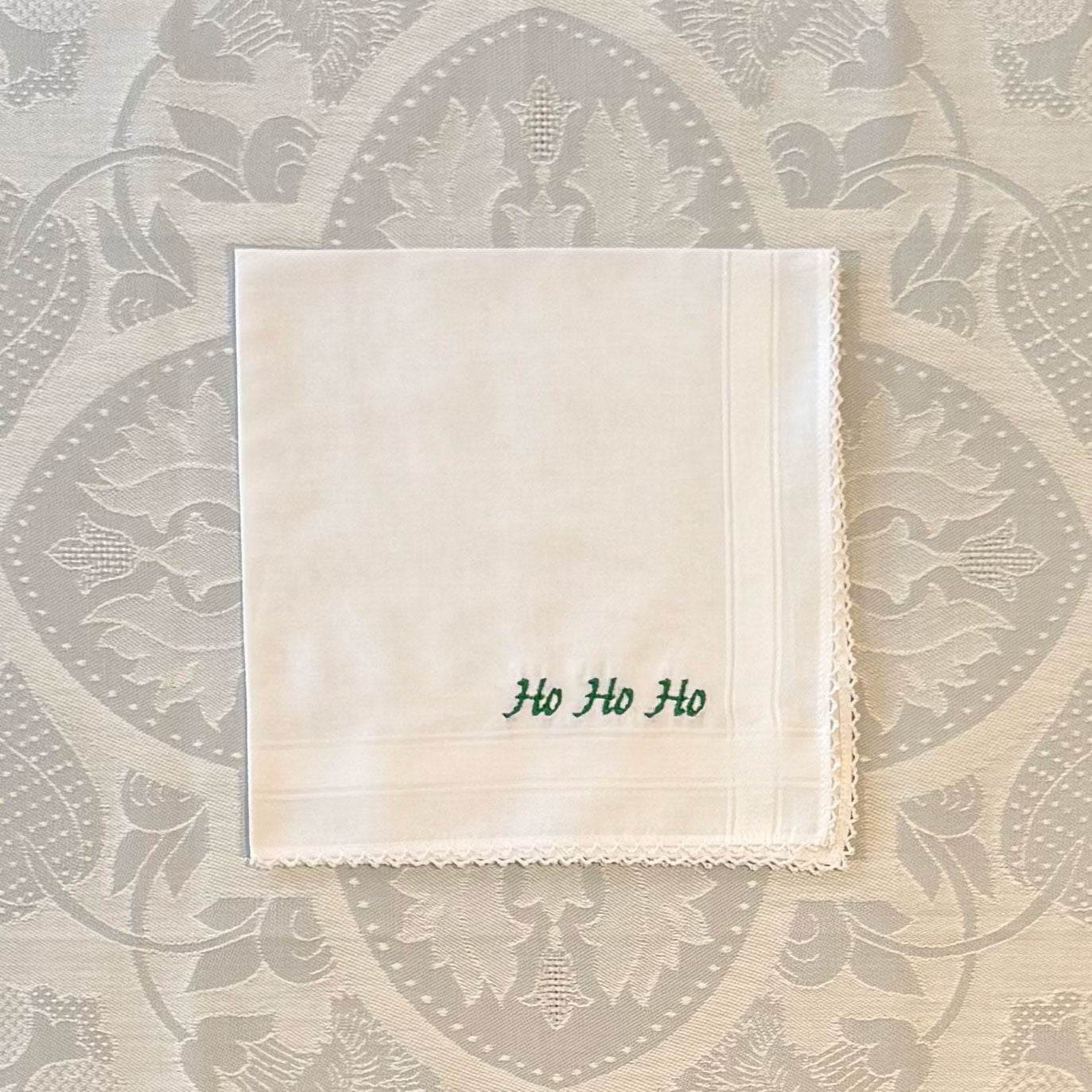 Handkerchief Ladies - Cotton Picot Edge With Ho Ho Ho Emblem