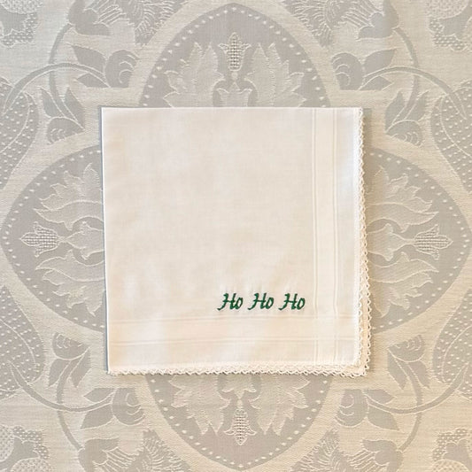 Handkerchief Ladies - Cotton Picot Edge With Ho Ho Ho Emblem