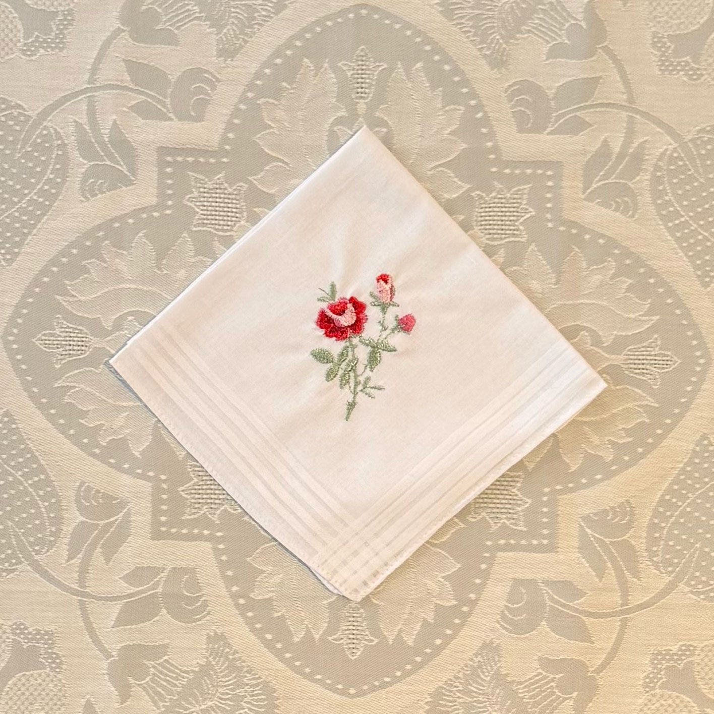 Handkerchief Ladies - Embossed Cotton Rose