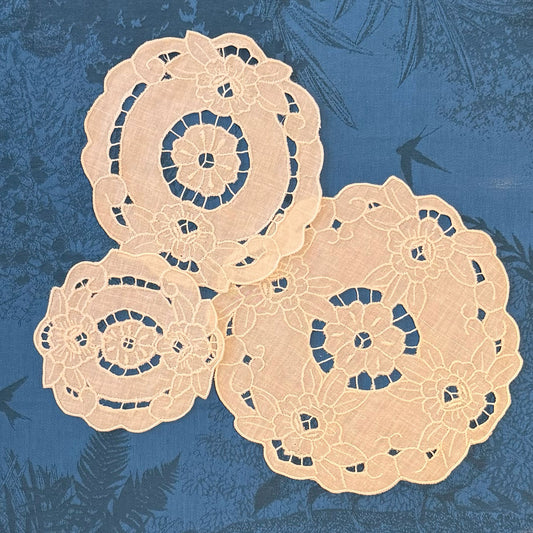 Linen/Cotton Hand Embroidered Cutwork Doily