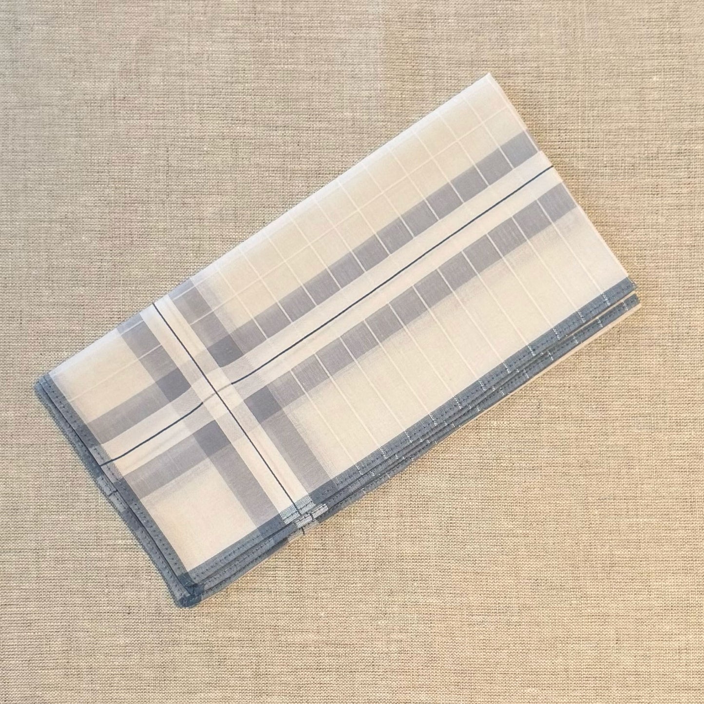 Handkerchief Men's - Luxury Cotton Satin Borders with Embossed Checks