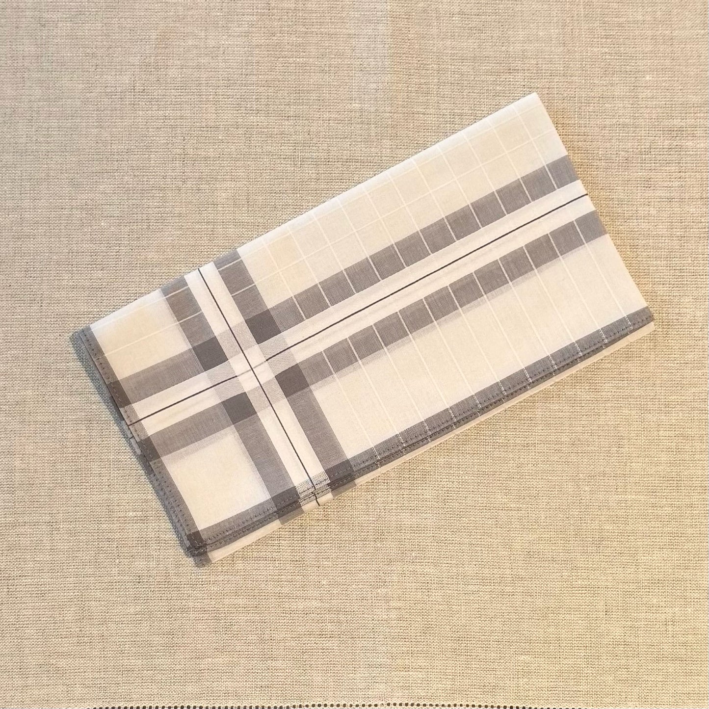 Handkerchief Men's - Luxury Cotton Satin Borders with Embossed Checks