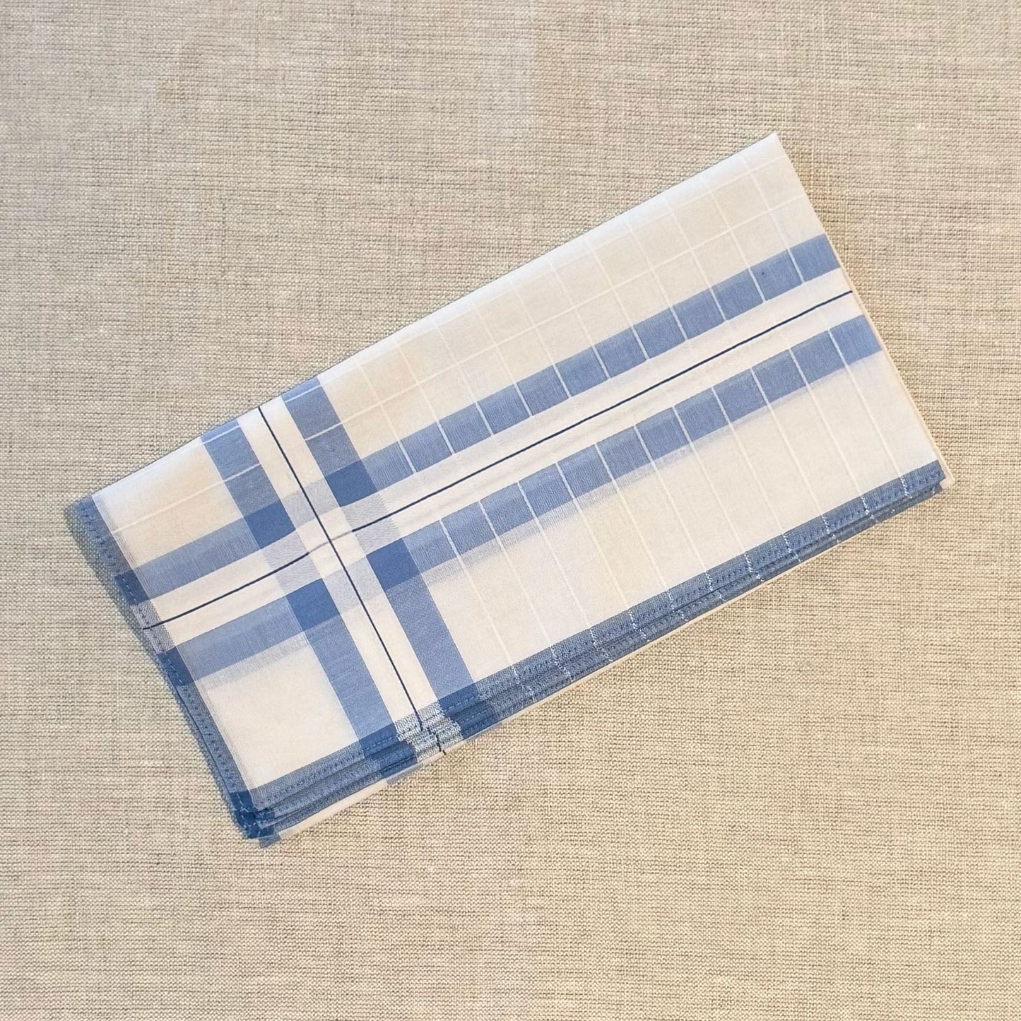 Handkerchief Men's - Luxury Cotton Satin Borders with Embossed Checks