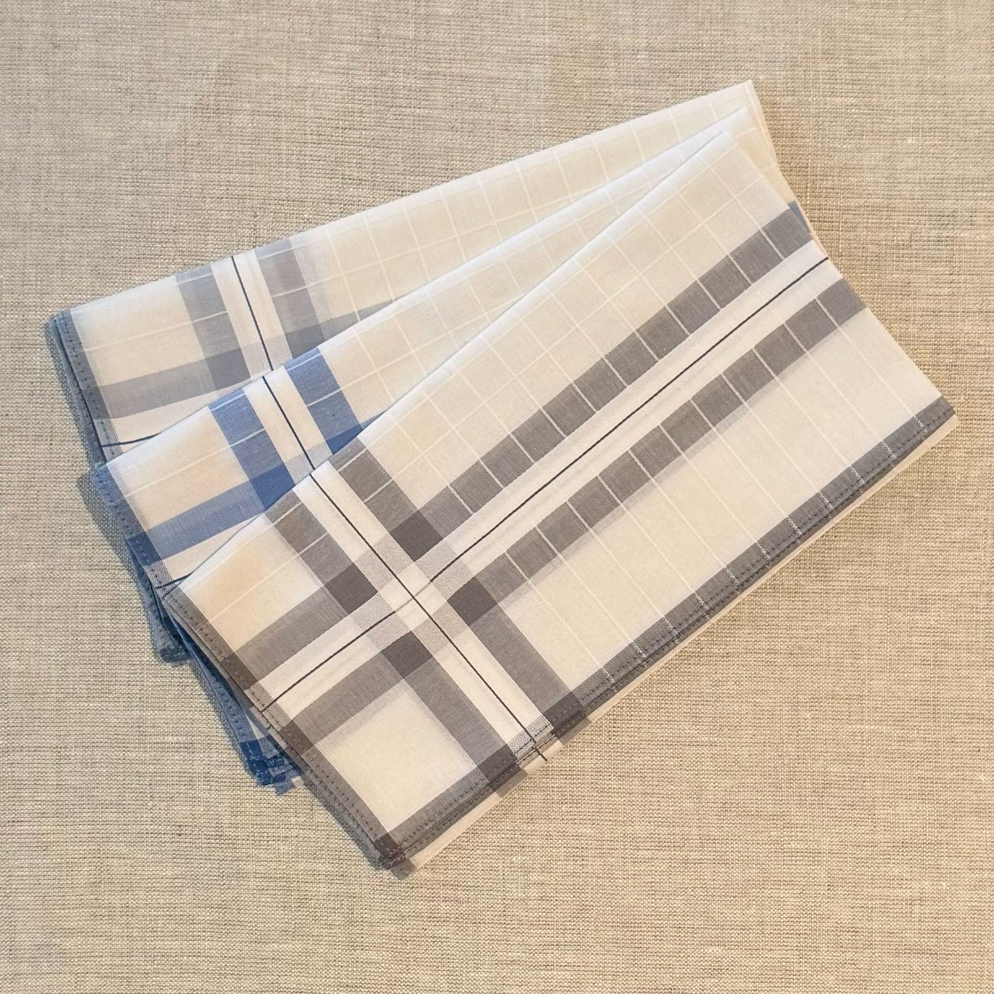 Handkerchief Men's - Luxury Cotton Satin Borders with Embossed Checks