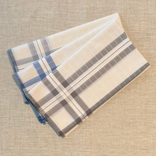 Handkerchief Men's - Luxury Cotton Satin Borders with Embossed Checks