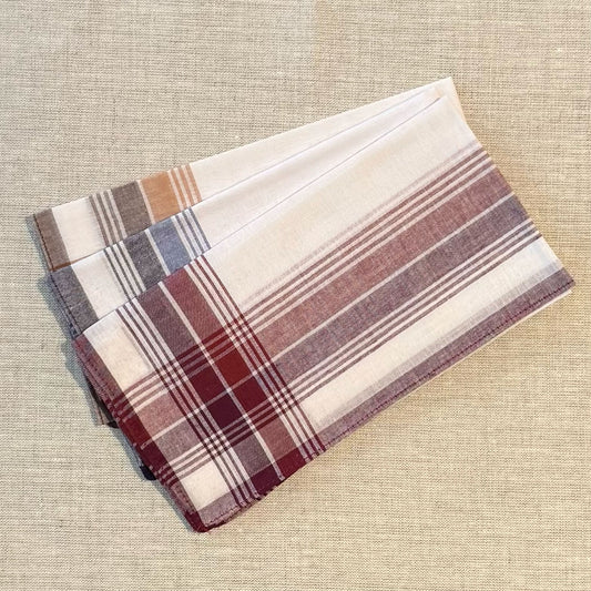 Handkerchief Men's - White Centres Woven Borders