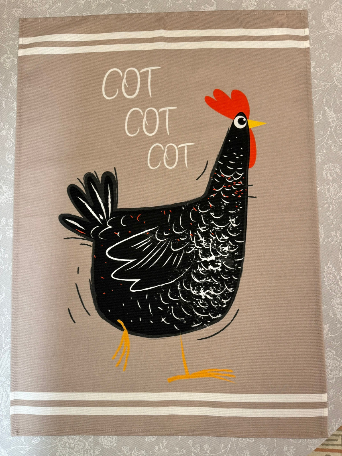 Cotton Tea Towel: French Chicken "Cot Cot Cot"