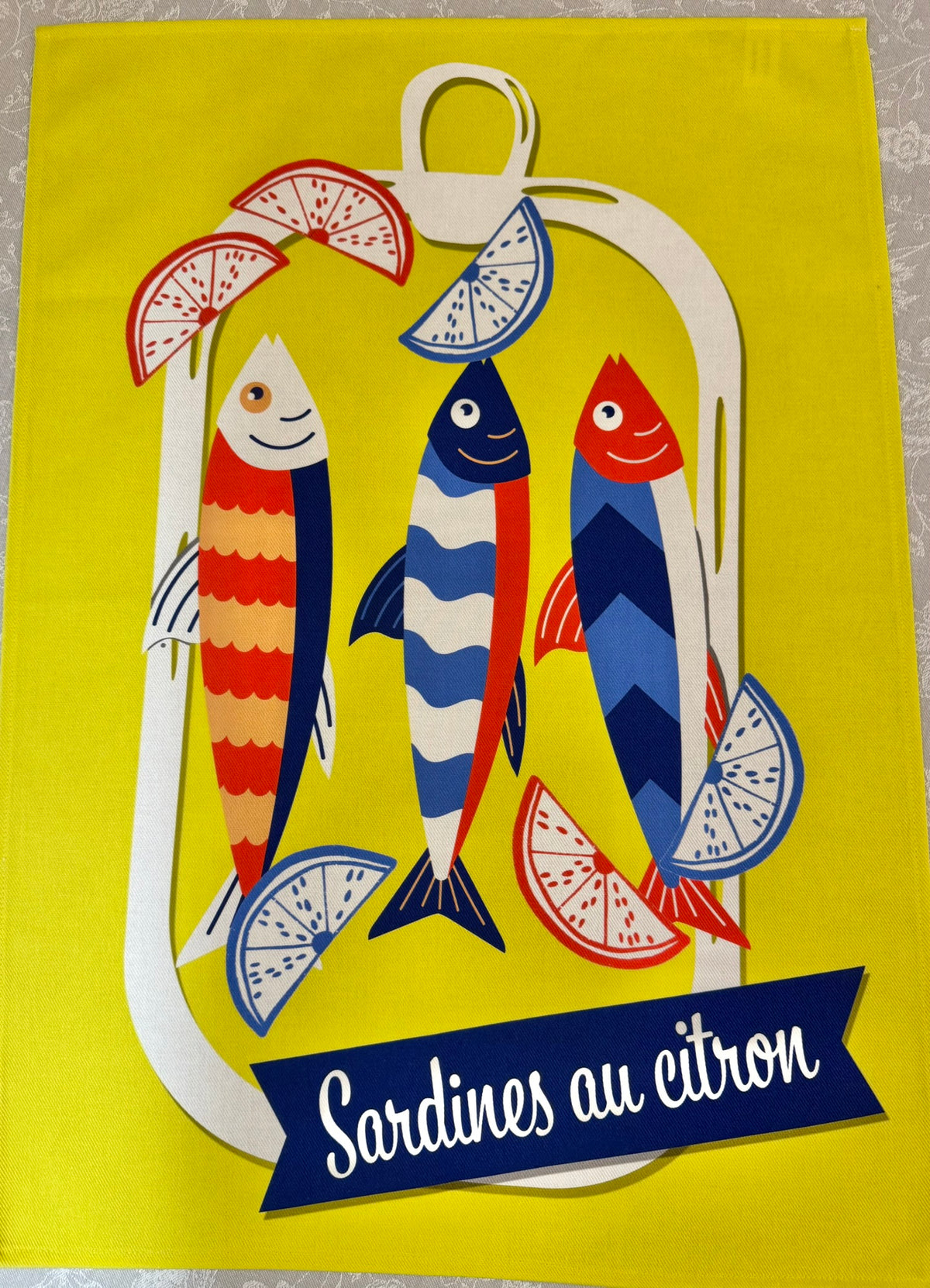Cotton Tea Towel: "Sardines Au Citron"