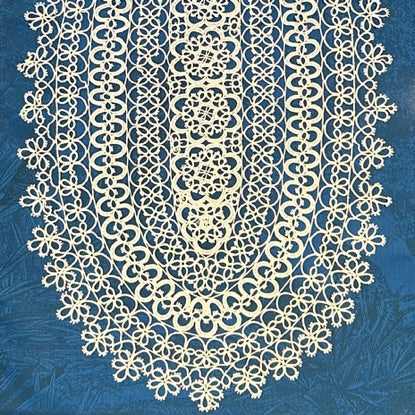 Tatted Cotton Runner - White Oval
