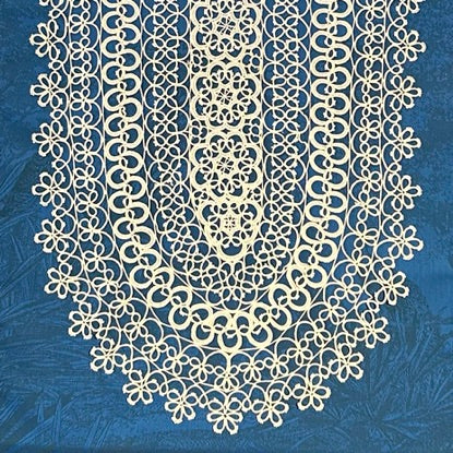 Tatted Cotton Runner - Creamy White Oval