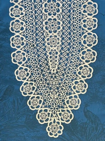 Tatted Cotton Runner - White Pointed Oval