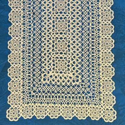 Tatted Cotton Runner - Ecru Closed Edge Rectangle