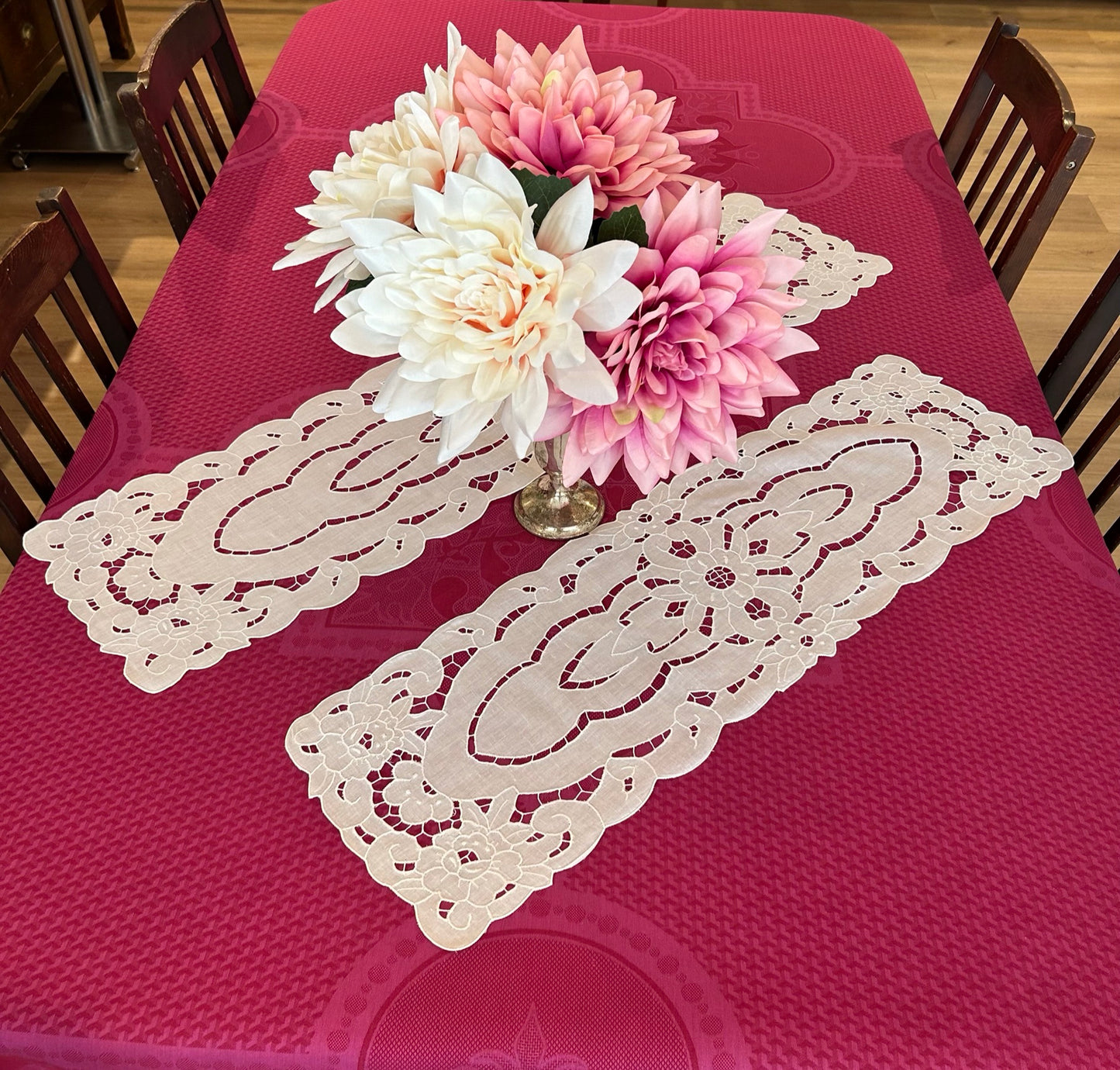 Hand Embroidered Cotton Table Runner