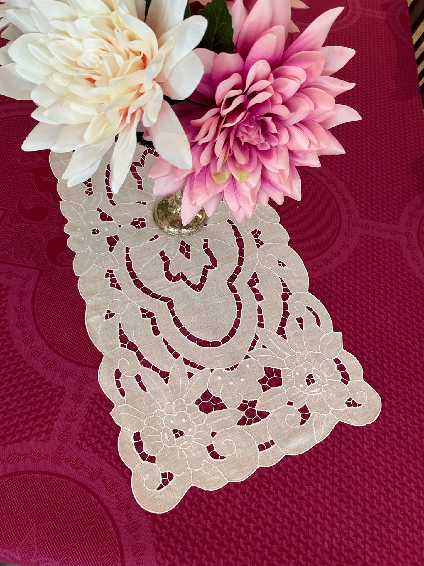 Hand Embroidered Cotton Table Runner