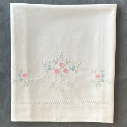 100% Cotton Hand Embroidered Pillowcases - Pink and Blue