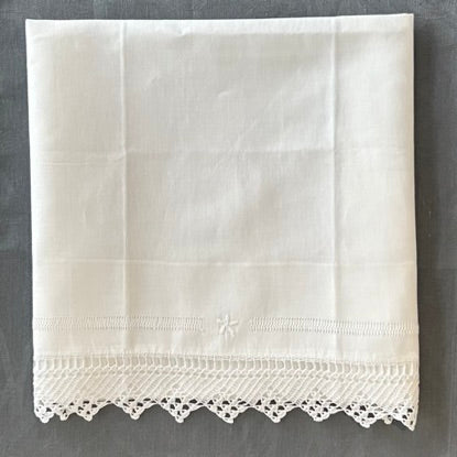 100% Linen Embroidered Pillowcases With Crochet Edge