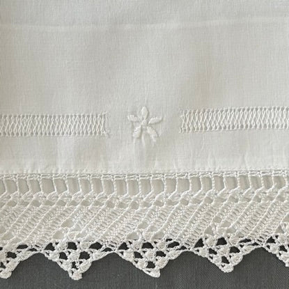 100% Linen Embroidered Pillowcases With Crochet Edge