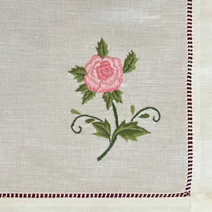 Clearance! Linen/Cotton Embroidered Placemat - "Rose"