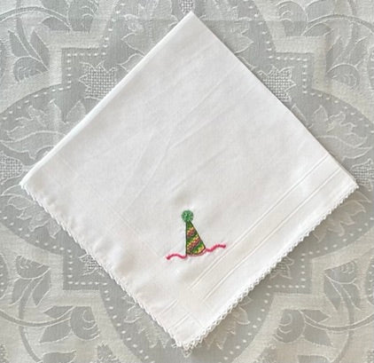 Handkerchief Ladies - Birthday Embroidery With Cotton Picot Edge