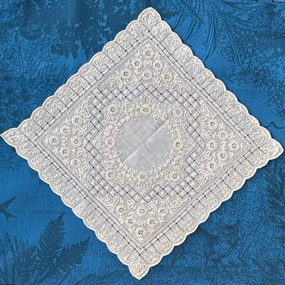 Handkerchief Ladies - "Mother Of The Bride": Full Floral Embroidery with Scalloped Edge