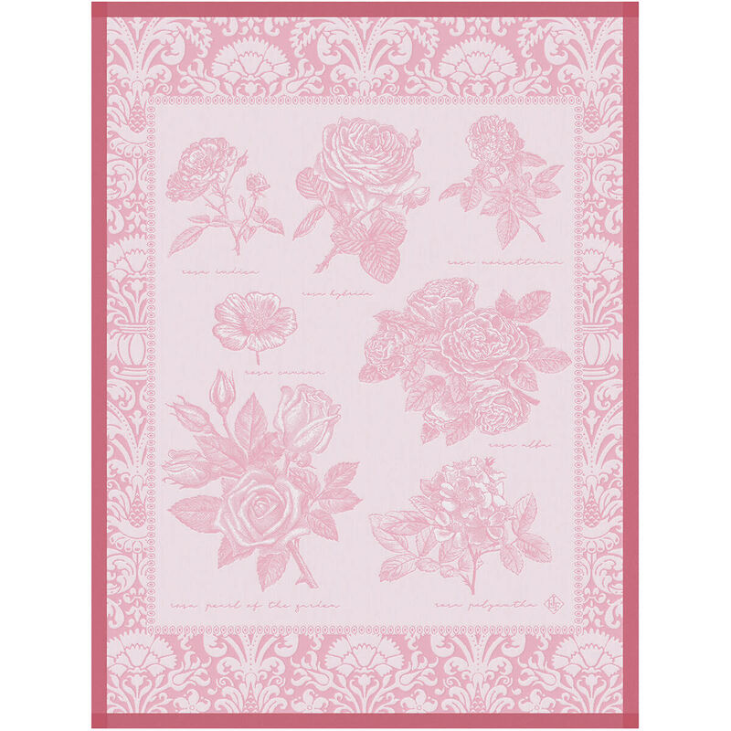 Le Jacquard Français Tea Towel "Jardin Des Roses" Pétale Pink