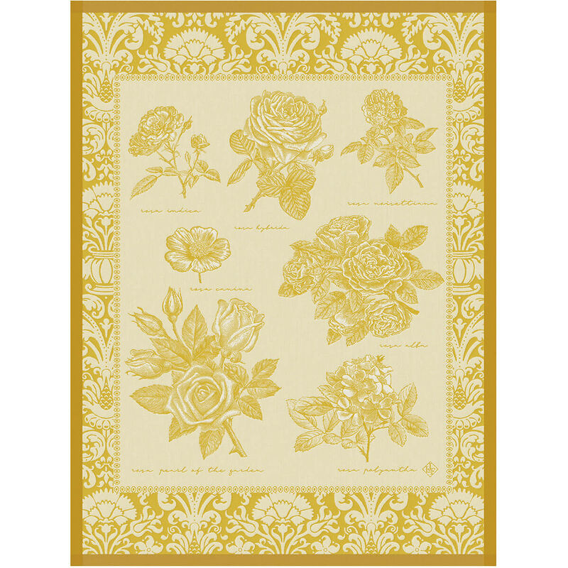 Le Jacquard Français Tea Towel "Jardin Des Roses" Golden Yellow