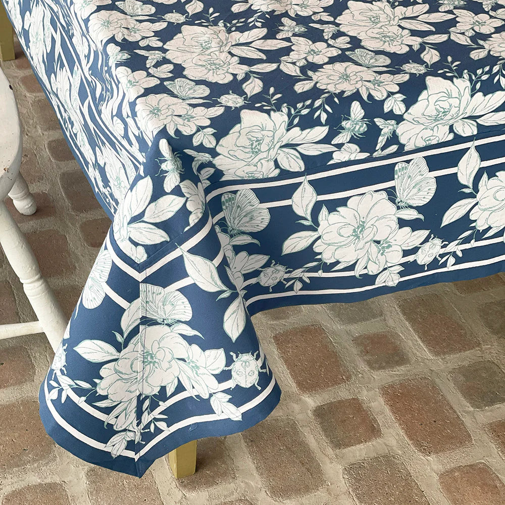 Cotton Tablecloth: "June Bug Indigo"