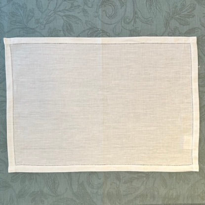 Classic Irish Linen Hemstitch Placemats - White
