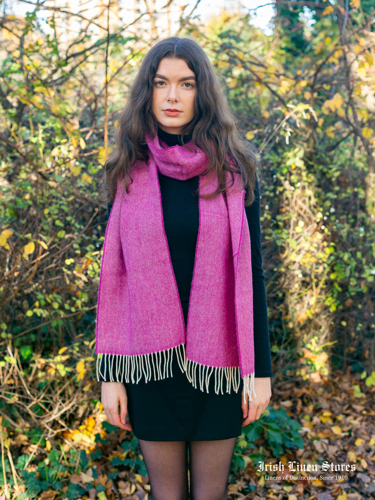 McNutt Lambswool Scarf - Beetroot Herringbone – Irish Linen Stores