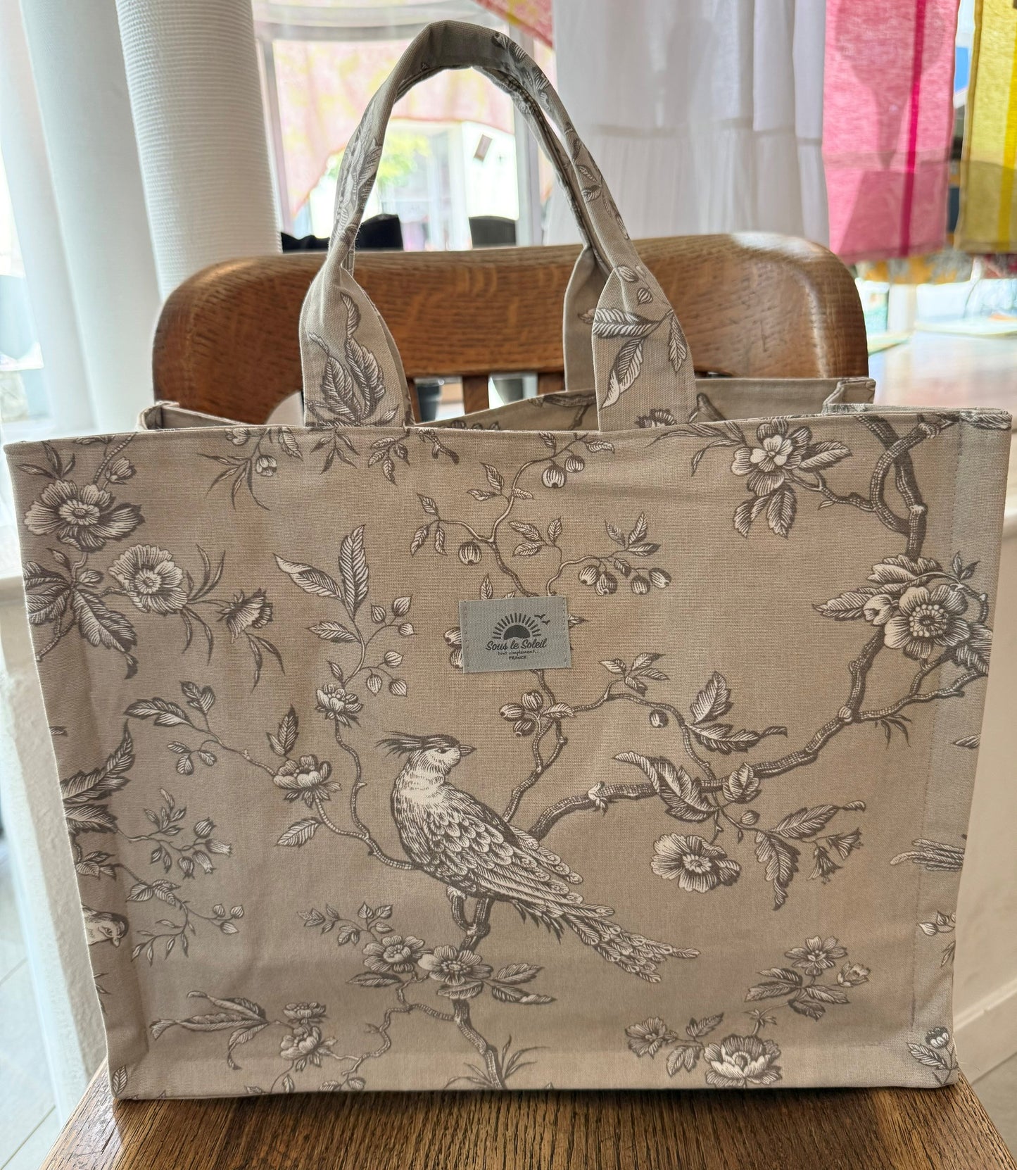 Cotton Canvas Tote - "Mesange" Natural