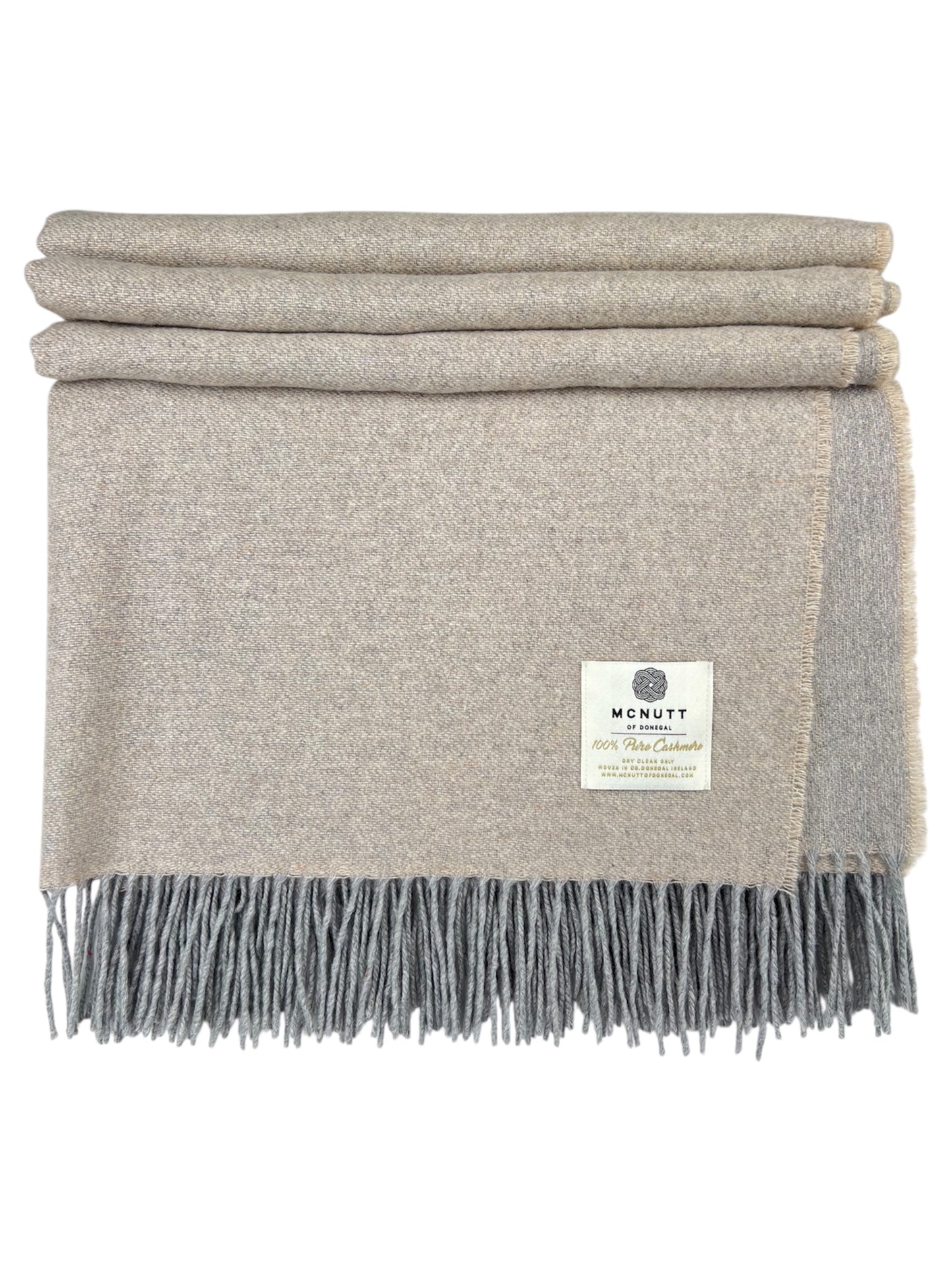 McNutt 100% Cashmere Reversible Throw "Natural & Dove"