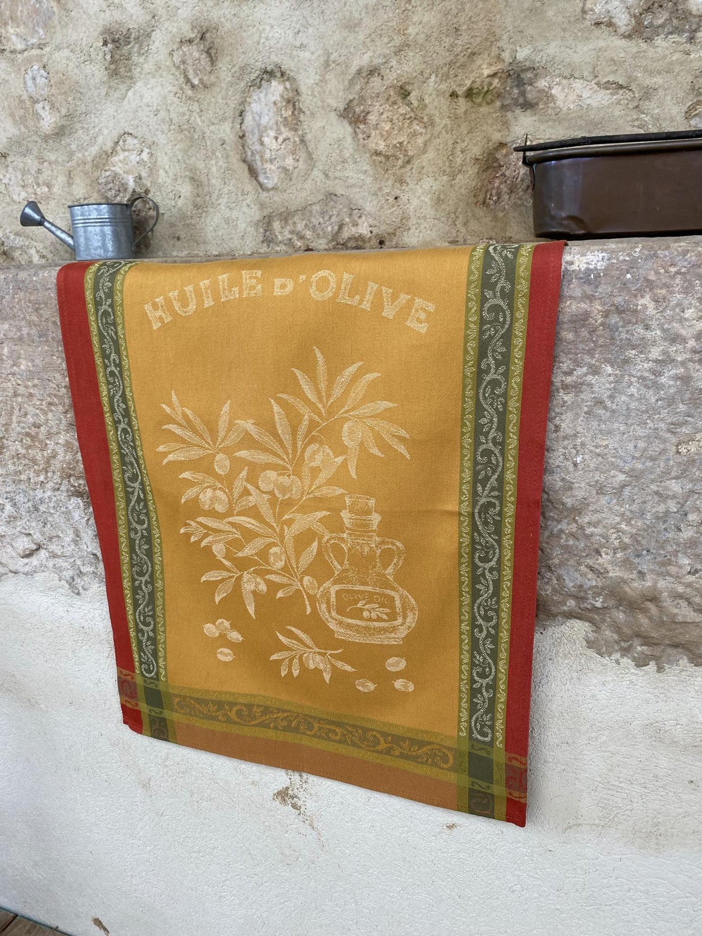 L'Ensoleillade Jacquard Tea Towel: "Olive" Curry