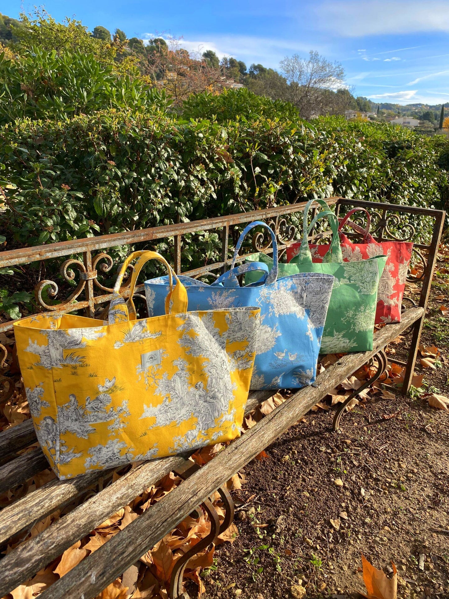 Cotton Canvas Market Tote - "Pastorale" Yellow